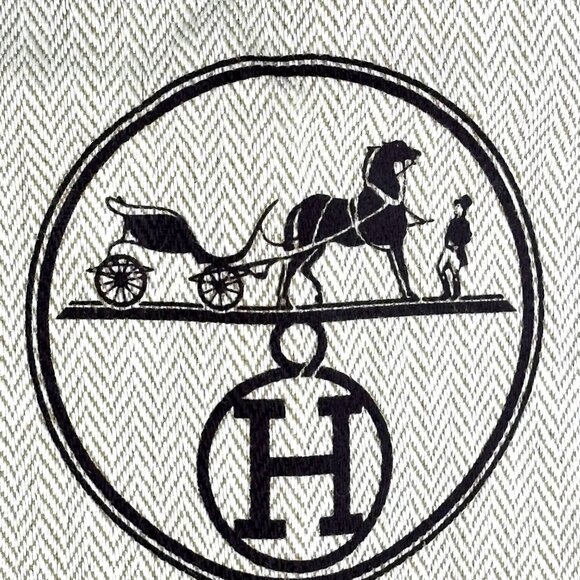 Authentic Hermès Beige Herringbone Dust Bag with Drawstring & Logo Never Used - Picture 3 of 8